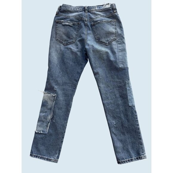 FREE PEOPLE / We The Free Denim Patchwork Button Fly Jeans Size 25 - Picture 5 of 8